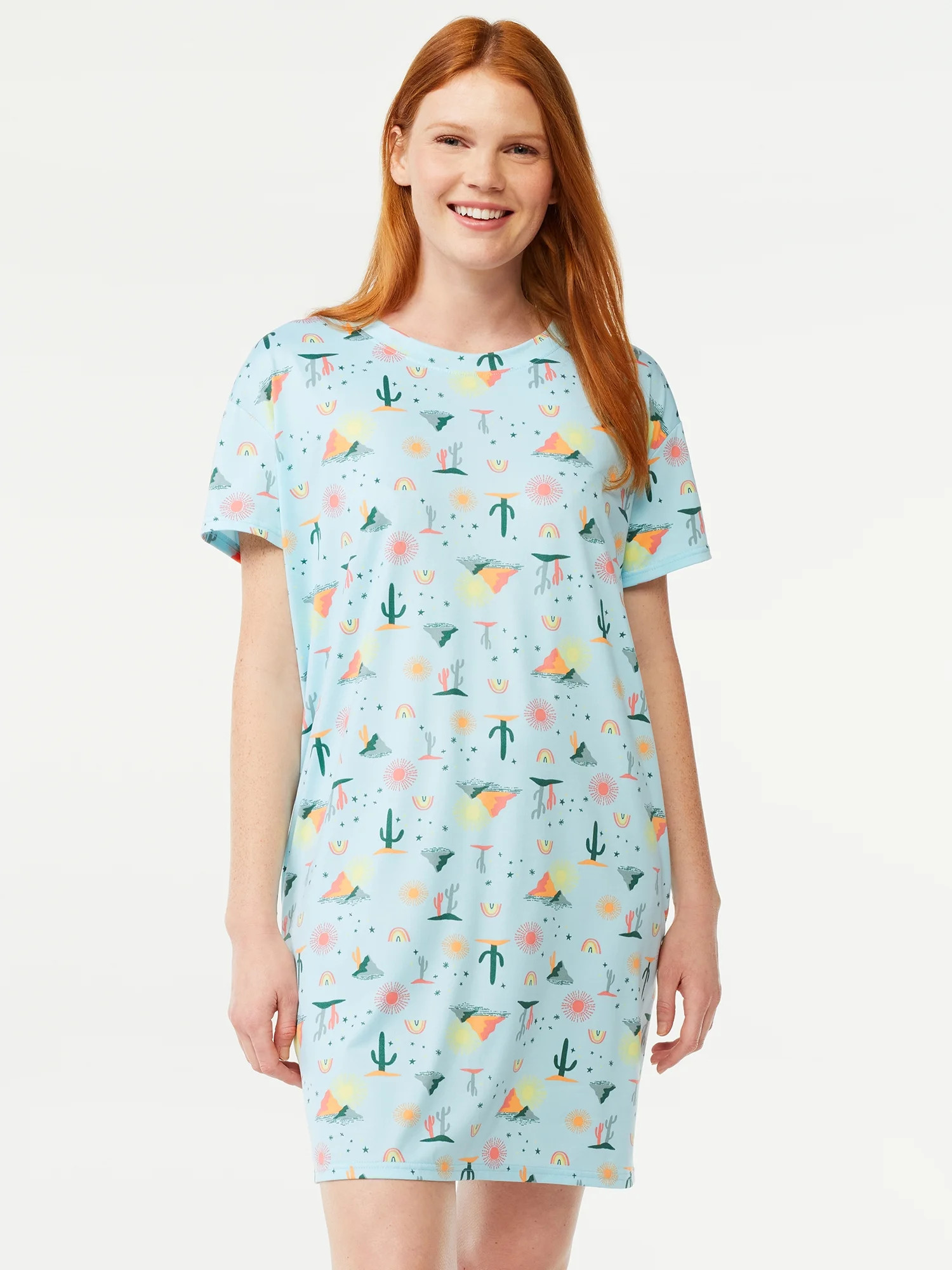 Joyspun Women's Short Sleeve Sleep Shirt, Sizes S/M to 2X/3X | Walmart (US)