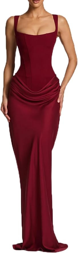 Women's Wedding Guest Dress Sexy Prom Mermaid Corset Long Spaghetti Straps Cocktail Party Dresses | Amazon (US)