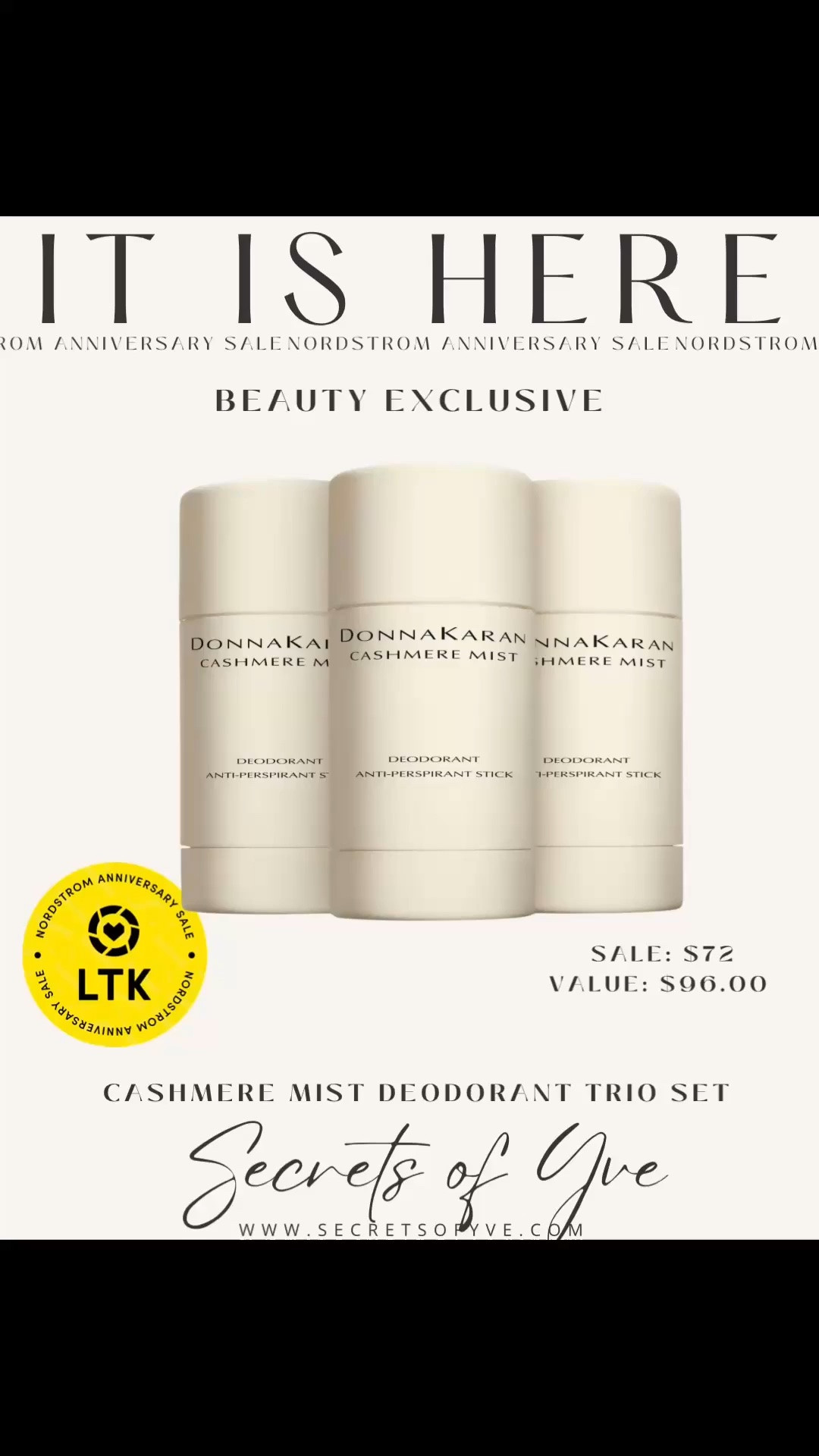 SecretsofYve: this is a loved Nordstrom Anniversary Sale deodorant! NSALE 
#Secretsofyve #ltkgiftguide
Always humbled & thankful to have you here.. New posts daily at 3pm & 4:15pm EST. 
CEO: PATESI Global & PATESIfoundation.org
@secretsofyve : where beautiful meets practical, comfy meets style, affordable meets glam with a splash of splurge every now and then. I do LOVE a good sale and combining codes! #ltksalealert #ltku #ltkplussize #ltkmidsize #ltkover40 #ltkpetite #ltktall #ltkvlog #ltktravel #ltkbump #ltkootd #ltkselfcare #ltkbeauty #ltkstorytime #ltkmorningroutine
#ltkgrwm #ltkmomlife secretsofyve

#LTKSeasonal #LTKWorkwear #LTKWedding