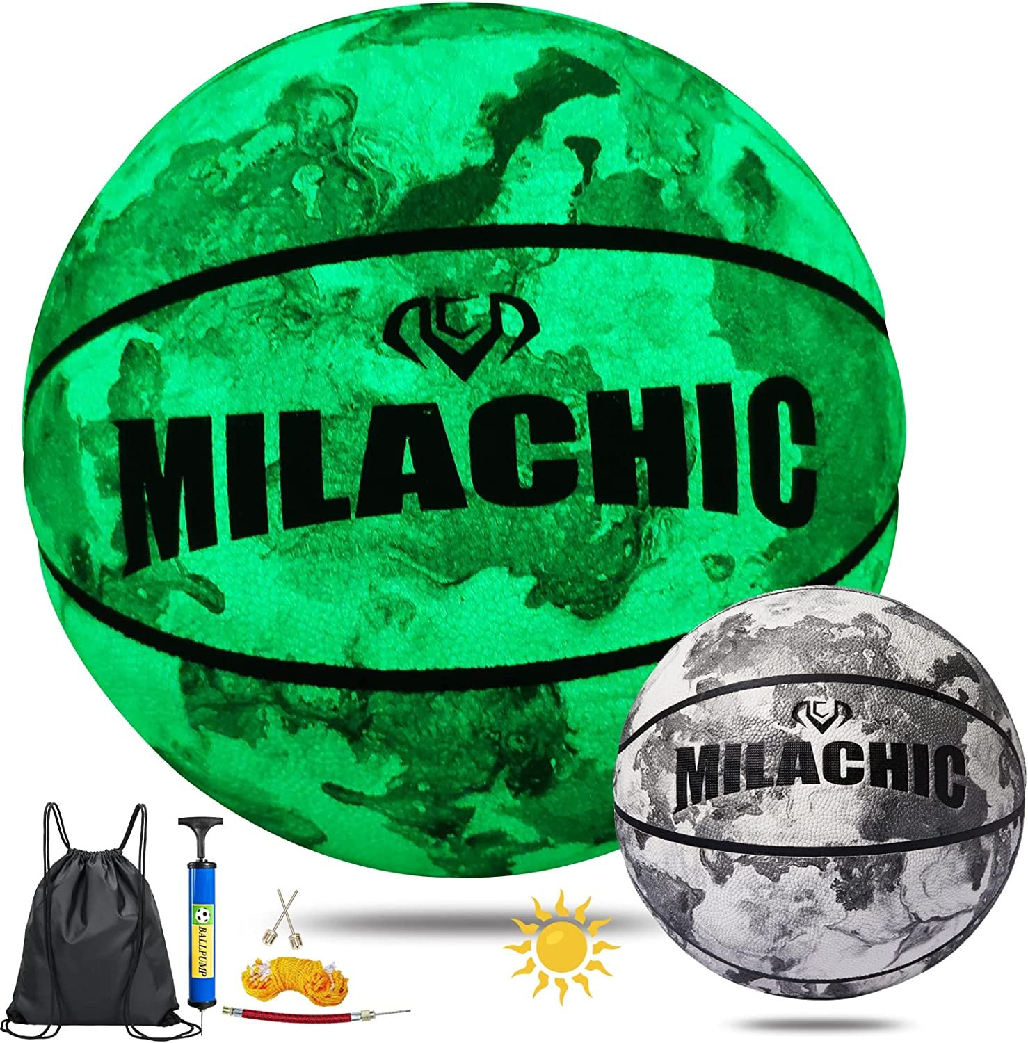 Amazon.com : MILACHIC Basketballs, Glow in The Dark Basketball Indoor Outdoor Holographic Glowing... | Amazon (US)