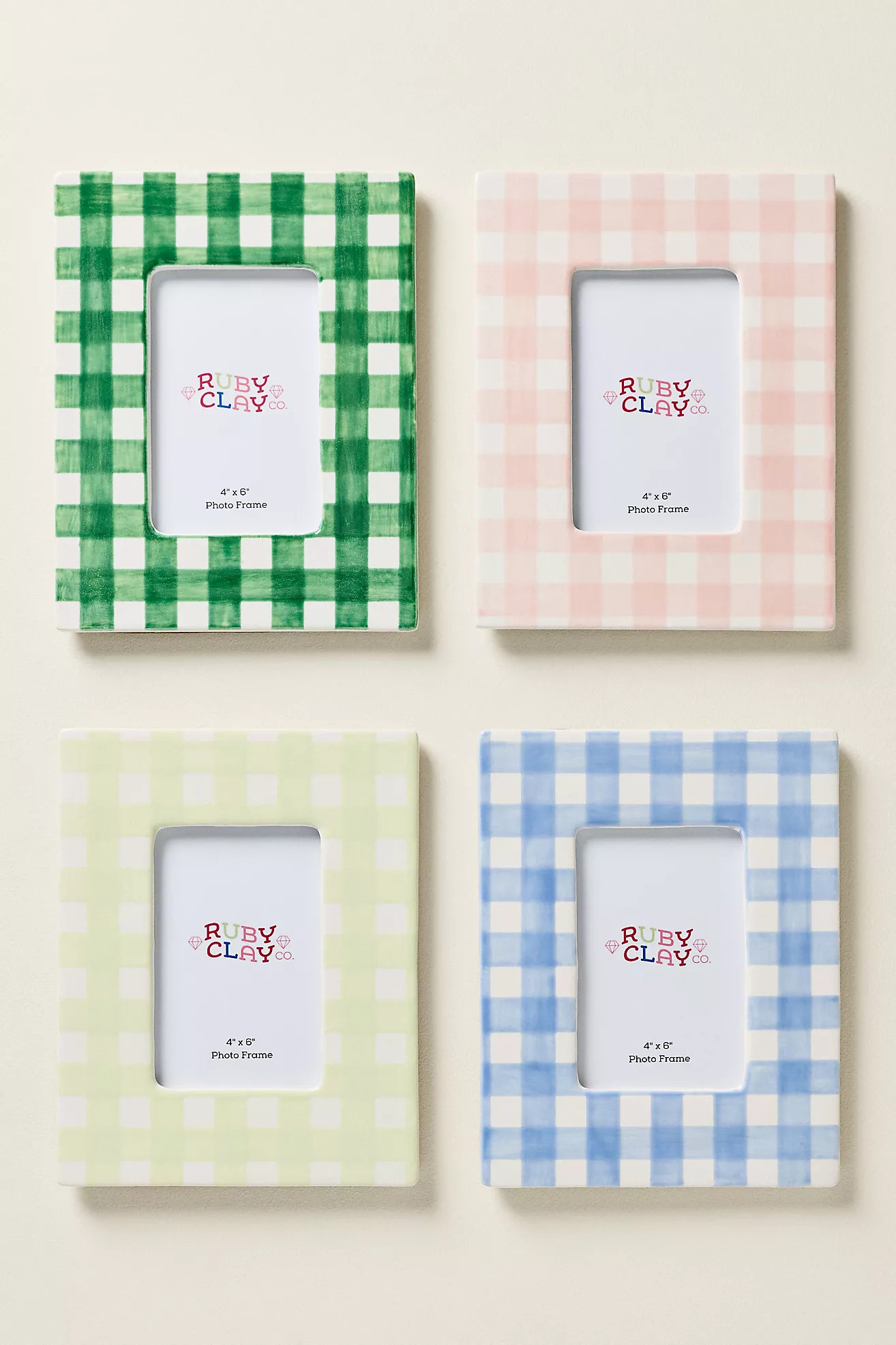 Ruby Clay Ceramic Gingham Frame | Anthropologie (US)