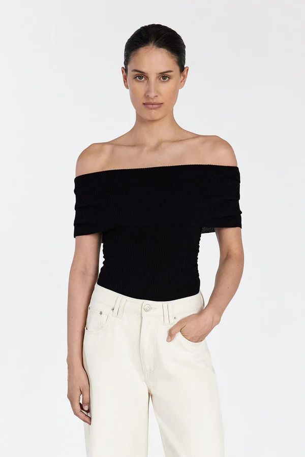 CONRAD BLACK OFF SHOULDER TOP | DISSH