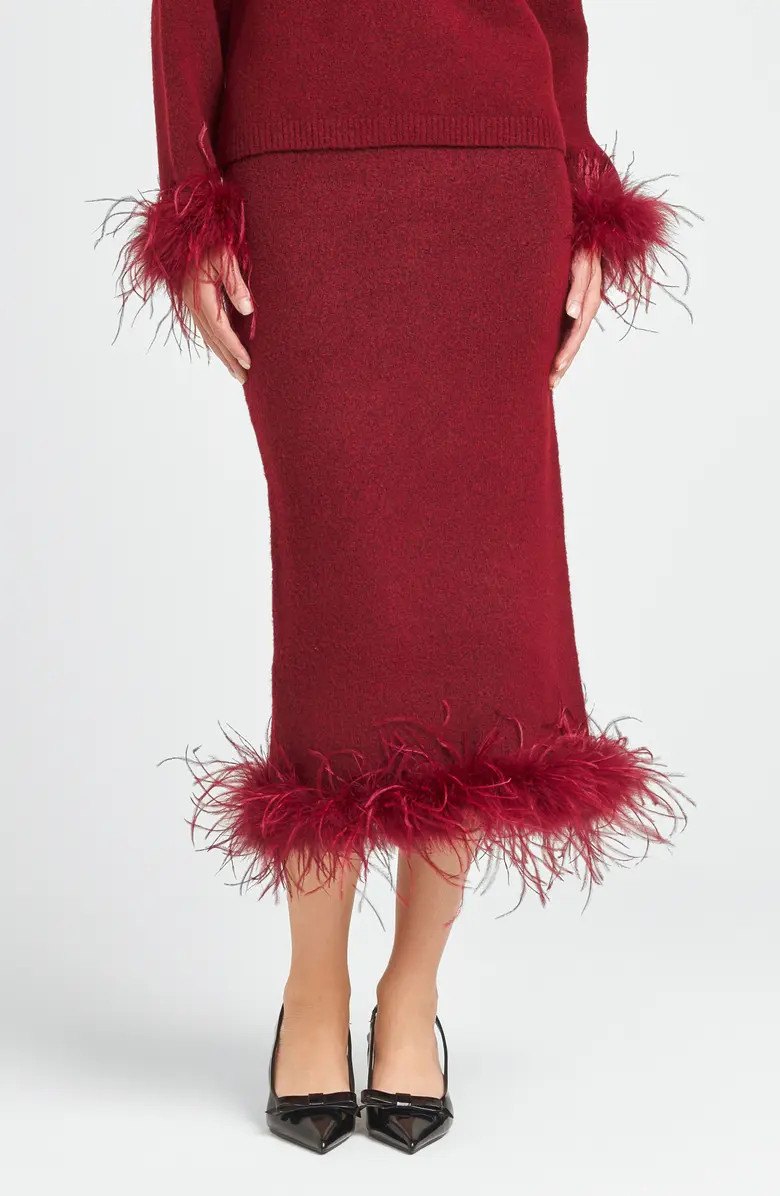 WAYF Sadie Feather Trim Knit Skirt | Nordstrom | Nordstrom