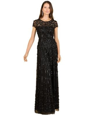 Women's 3D Floral Embellished Cap Sleeve Gown | Macy's