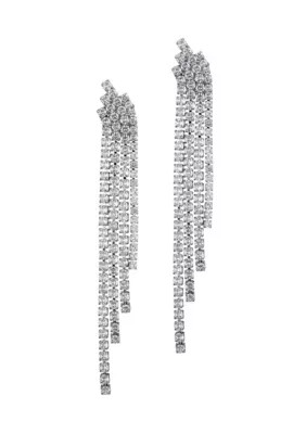 Adornia Silver Plated Crystal Cascade Sweeper Earrings | Belk