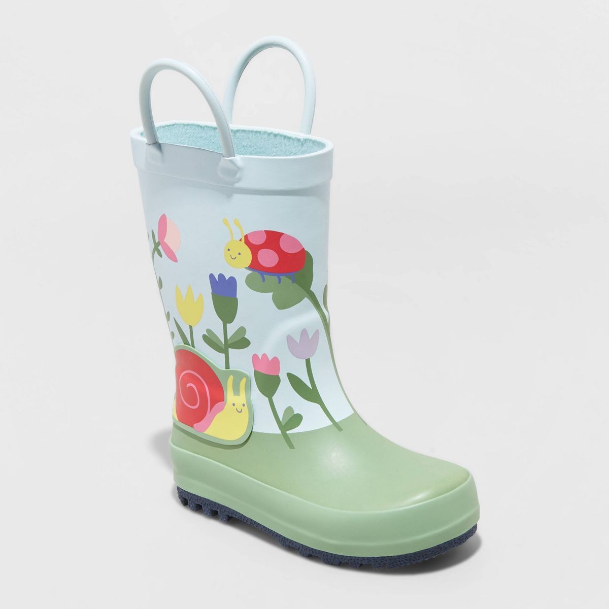 Toddler Girls' Saylor Floral Print Rain Boots - Cat & Jack™ Blue/Green | Target
