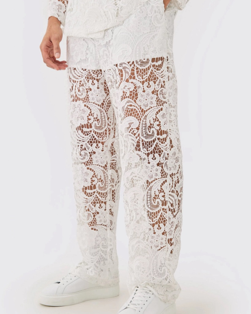 These men’s white lace trousers are part of a suit set. I was obsessed with these when I saw them and immediately purchased. I was worried they’d be itchy but they’re actually super comfortable and the shorts are built into the pants underneath. This also come is black which I tagged below, and are only $36. I also tagged the matching blazer in related products below.

#LTKMens #LTKTravel #LTKWedding