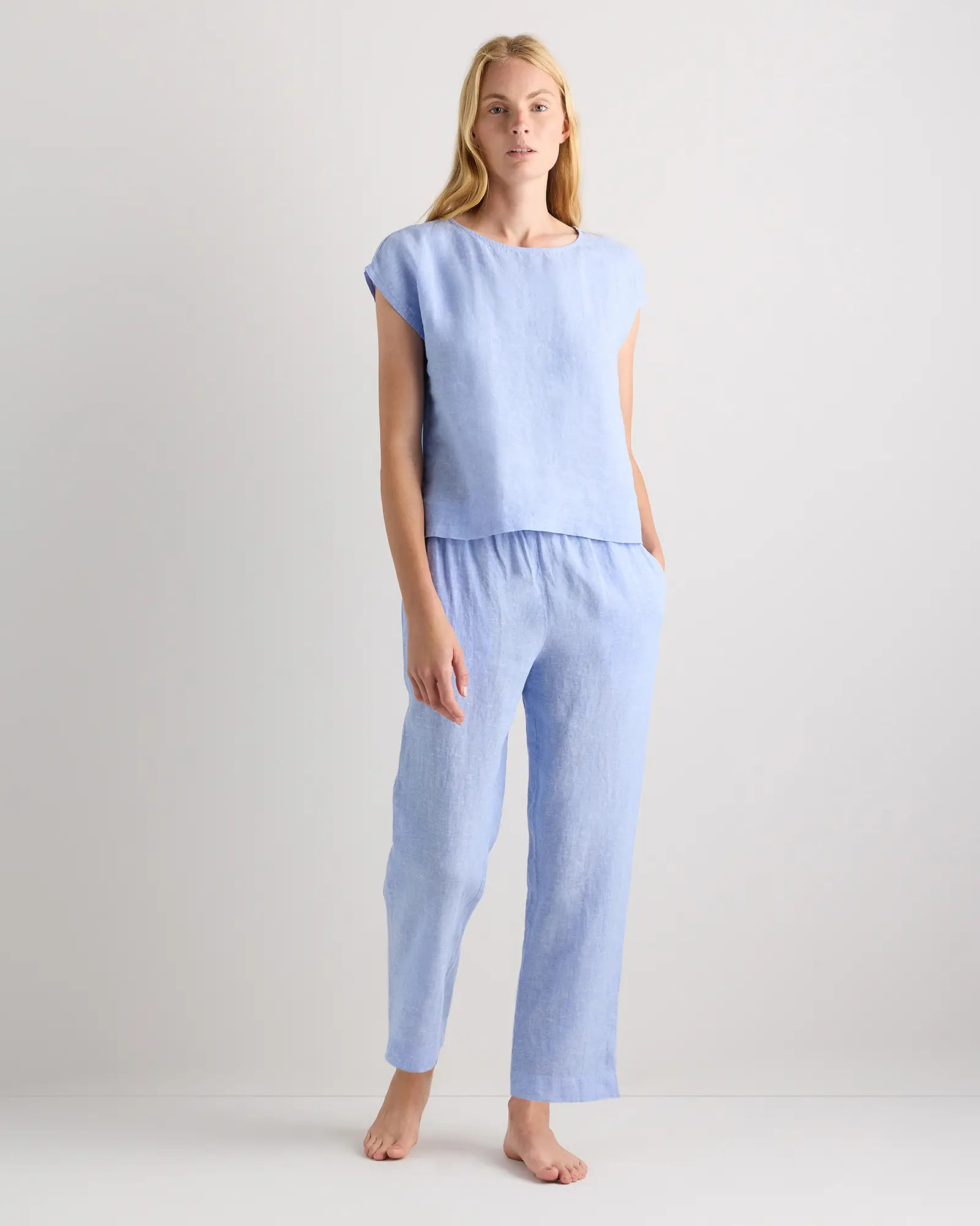 100% European Linen Pajama Set in French Blue | Quince
