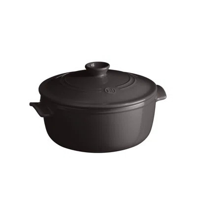 Emile Henry Ceramic Finish Flame Round Stewpot Dutch Oven, 4.2 Quart, Charcoal | Perigold