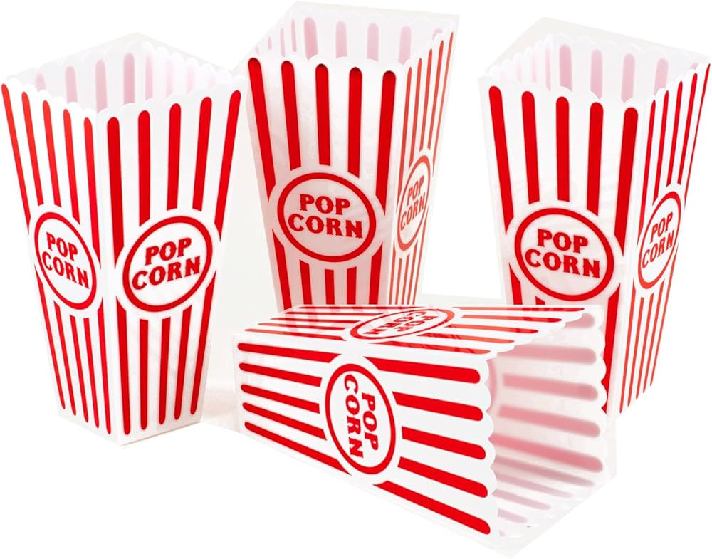 Tytroy 4 Piece Plastic Reusable Movie Theater Style Popcorn Container Set Holiday Gift Christmas | Amazon (US)