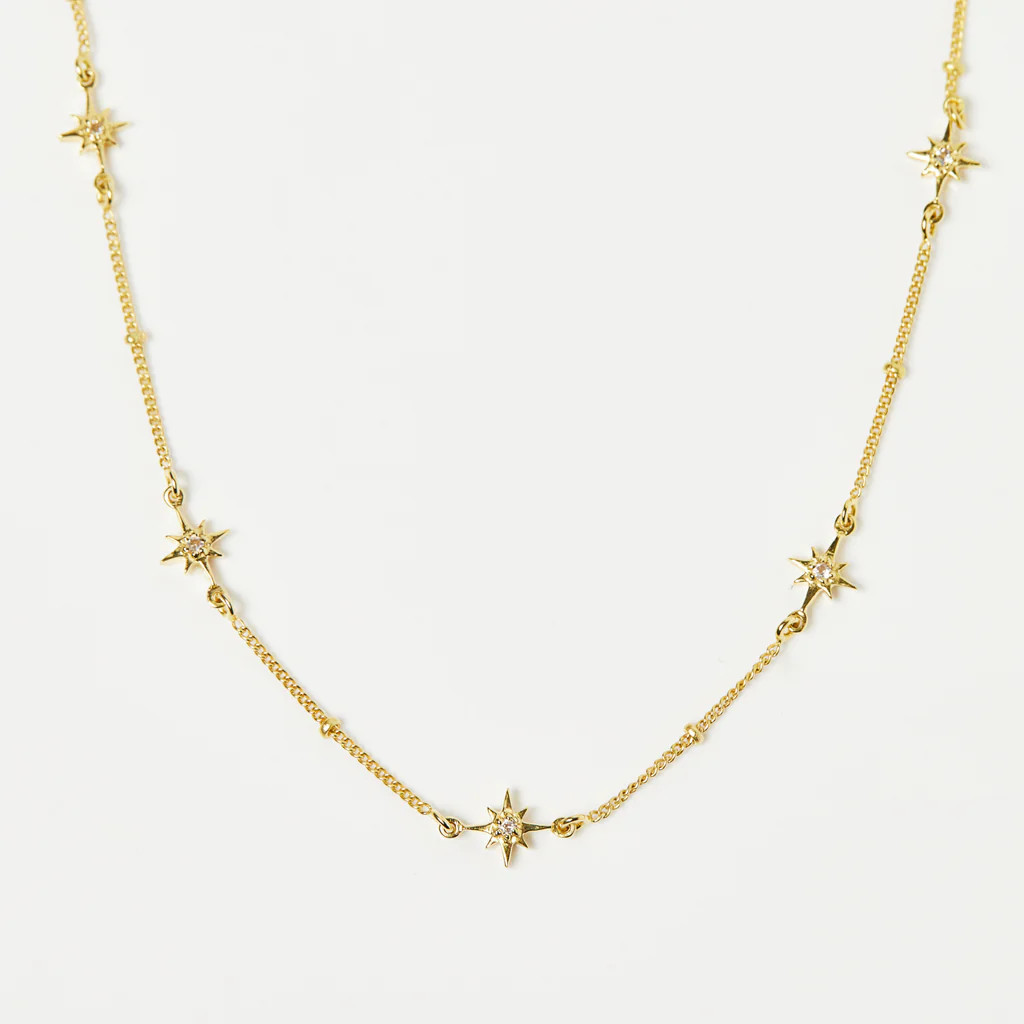 Dainty White Topaz Star Chain | Carrie Elizabeth