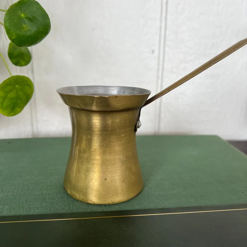 Small Vintage Brass Turkish Coffee Pot Cezve Ibrik With Long Handle, Traditional Greek Coffee Mak... | Etsy (Global)