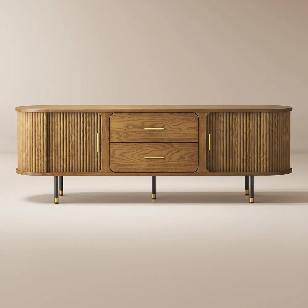 Rolf Oval Wood TV Stand, 70" | Hernest