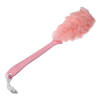 Unique Bargains Body Bath Brush Back Scrubber Loofah Shower with Long Handle for Skin Exfoliating PP Mesh Pink 1 Pcs | Target