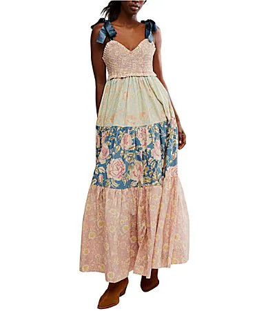 Free People Bluebell Floral Print V-Neck Sleeveless Maxi Dress - XS | Dillard's