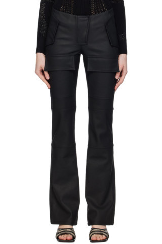 Black Moto Faux-Leather Trousers | SSENSE