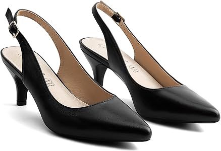 Greatonu Women's Slingback Kitten Heel Pointed Toe Dress Pumps Shoes | Amazon (US)