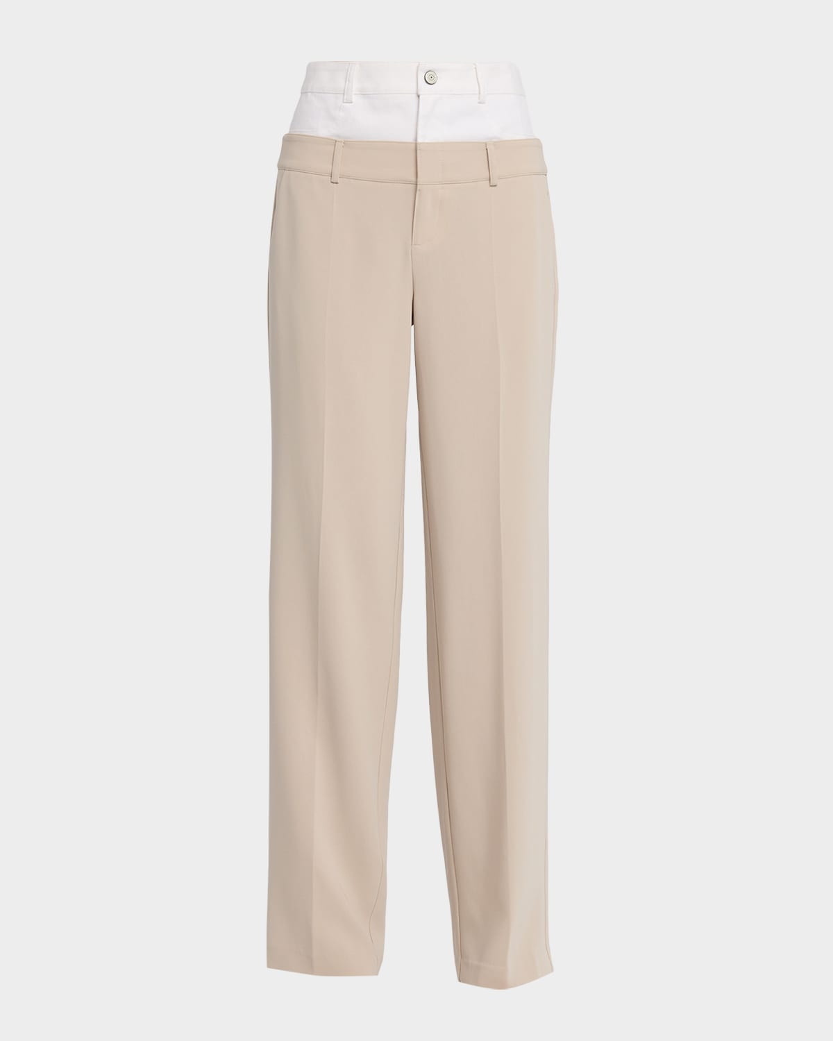 Dionne Mixed Media Straight-Leg Pants | Neiman Marcus
