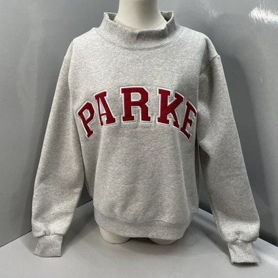 Parke Womens Sweatshirt Grey/Red Size S/M Valentines Day Varsity Mockneck Cotton | eBay US