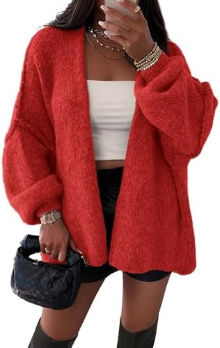 ATHMILE Womens Fall Oversized Cardigan Sweaters Long Lantern Sleeve Knit Open Front Lightweight W... | Amazon (US)