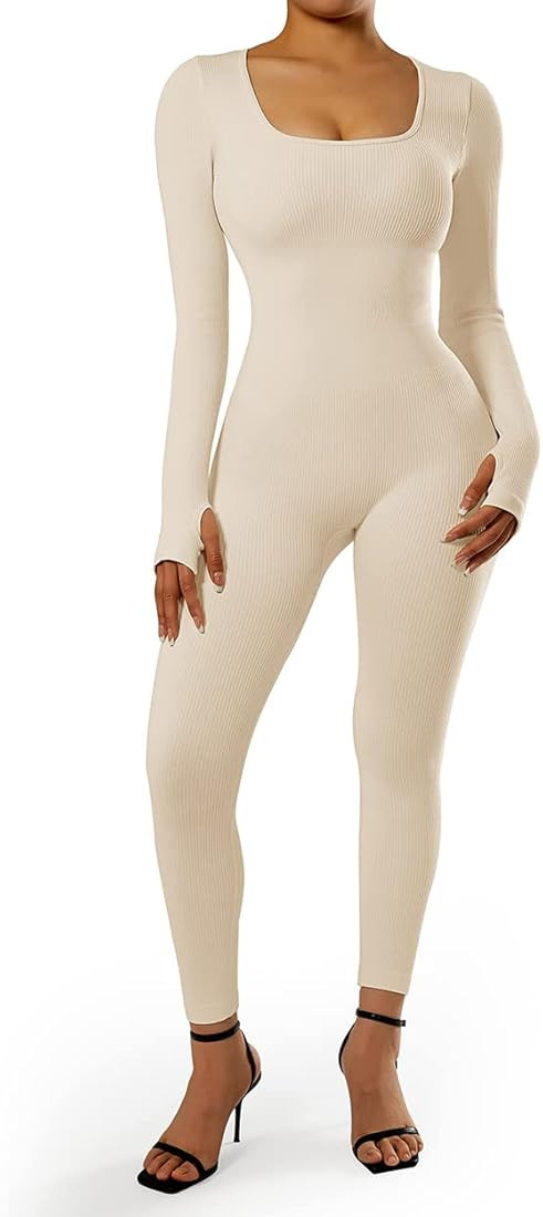 SUUKSESS Women Ribbed One Piece Jumpsuits Yoga Short Sleeve Workout Jumpsuits | Amazon (US)