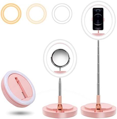 Ring Light with Stand, ShineMe 3 Color Modes Dimmable Ring Light for Phone & Makeup, Portable 12... | Amazon (US)