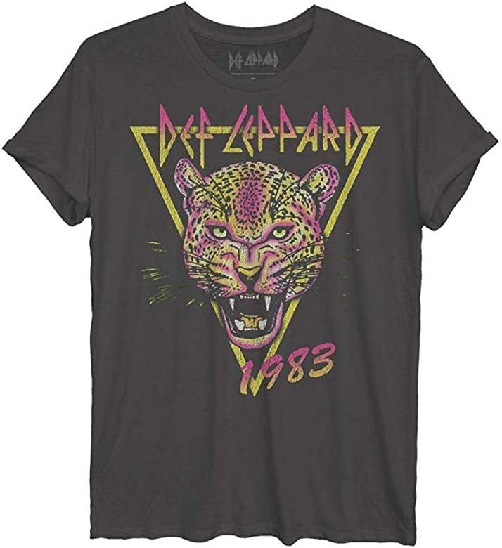 Womens DEF Leppard Oversized Neon Cat Music Band Tee | Amazon (US)