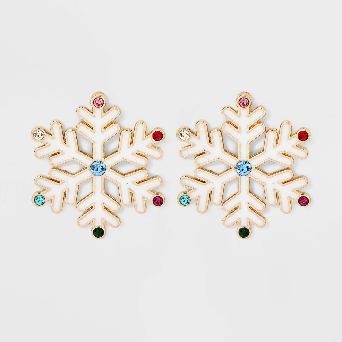 Holiday Snowflake Drop Earrings - Gold/White | Target