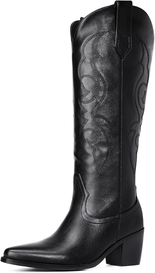 White Cowboy Boots for Women - Wide Calf Rhinestone Cowgirl Boots, Women Knee High Western Boots,... | Amazon (US)