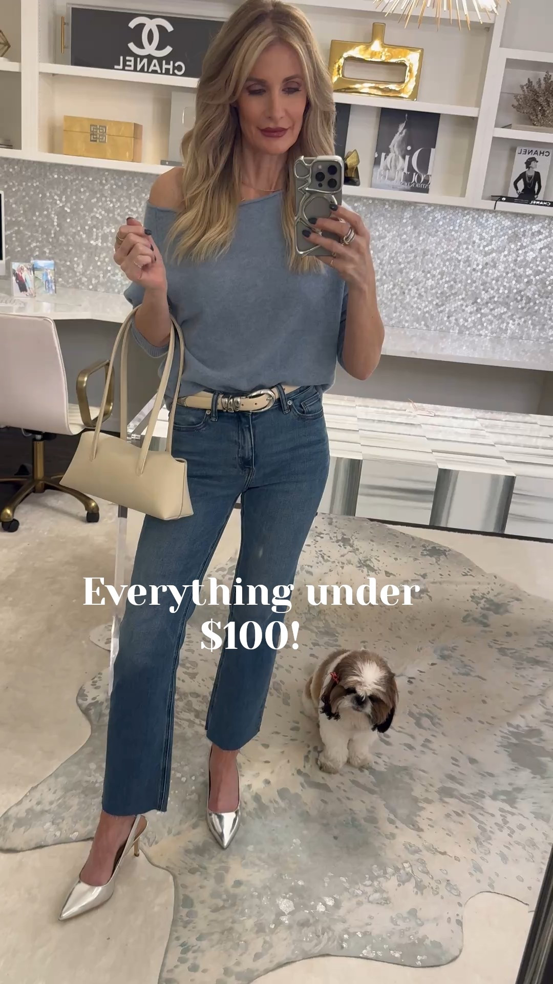 
3 under-$100 pieces I’m OBSESSED with right now 🤍✨

If you’re wanting that expensive, elevated look without spending a fortune… these are so good.

1. Light Blue Cashmere Sweater (under $100!)
This is one of the softest cashmere sweaters I’ve ever owned and I honestly cannot believe the price. The color is the prettiest light blue and it looks so chic with denim, trousers, or layered under a blazer.
Wearing size XS.

2. Quince Straight Leg Jeans ($50!!) 👖
These jeans fit and feel like designer denim. So flattering, so comfy, and the straight leg cut is perfection for spring and summer.
Wearing size 24 x 28.

3. Silver Heels ✨
The perfect statement heel for spring + summer. They instantly dress up even the simplest outfit and look amazing with denim, dresses, or white pants.

Everything runs true to size and all three pieces are under $100 — which is basically unheard of for this kind of quality



#LTKOver40 #LTKdayinmylife #LTKootd