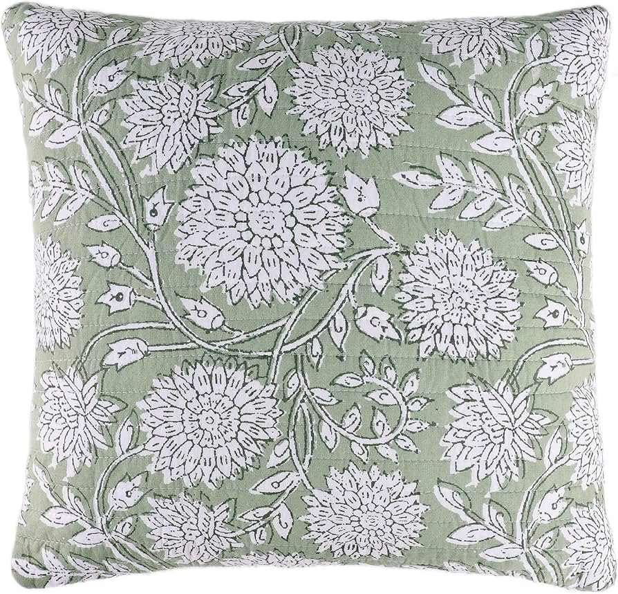 Levtex Home – Adare Sage Decorative Pillow – 18x18in – Feather Filled Throw Pillow – Flor... | Amazon (US)
