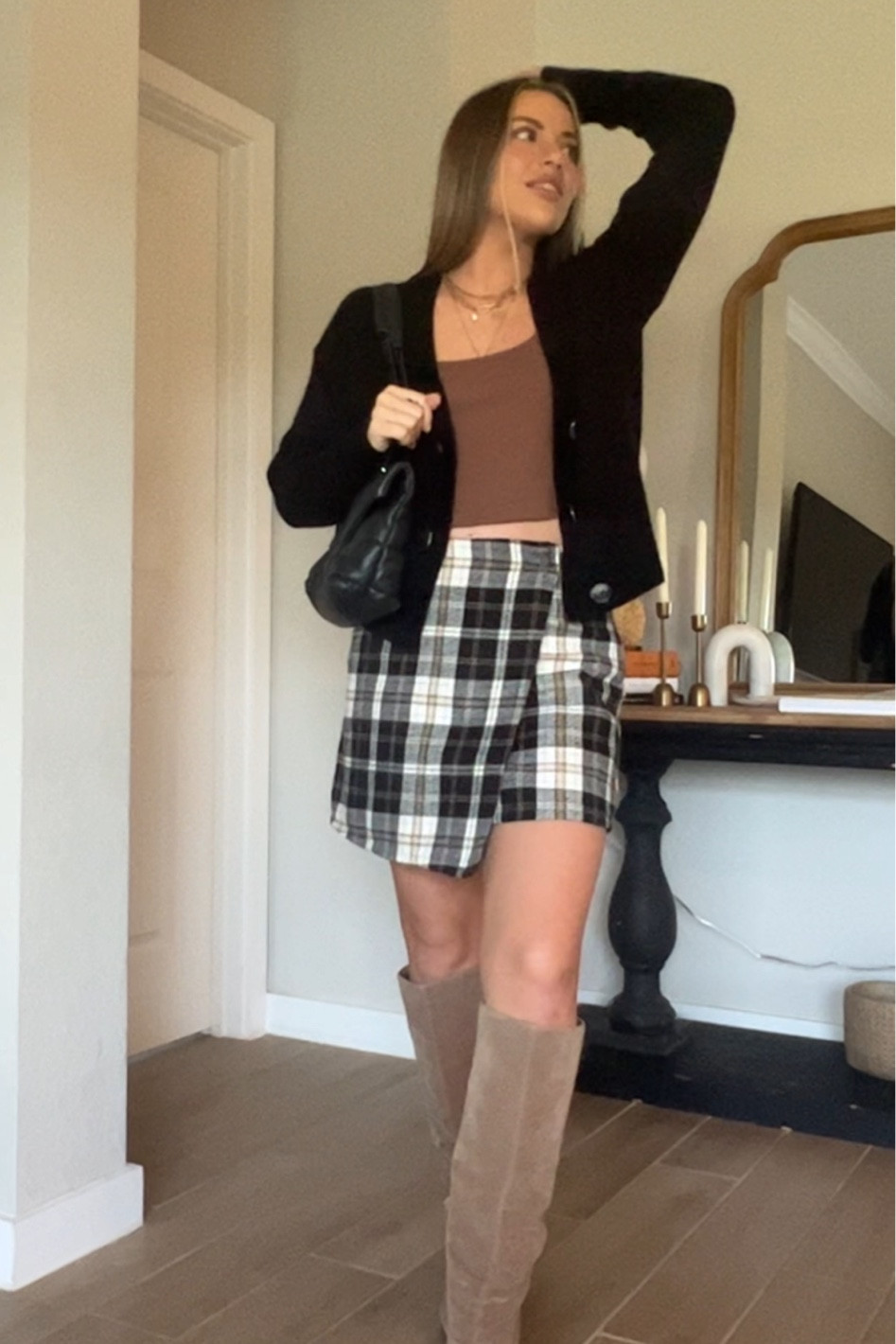 Cozy meets cute this thanksgiving 🥰🤎

Size S in tank and cardigan, M in skirt but could have stayed TTS 

#LTKHoliday #LTKstyletip #LTKSeasonal