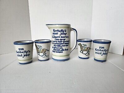 Vintage Louisville Stoneware Pottery Kentucky Derby Mint Julep Pitcher Cup Set  | eBay | eBay US