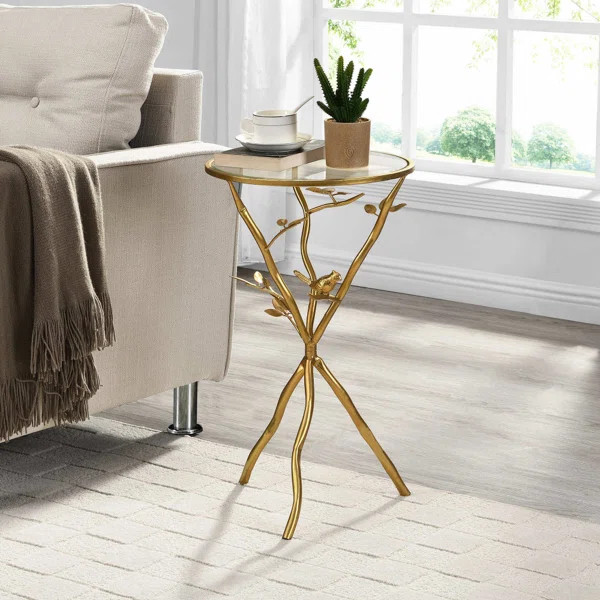 Morrissey Glass Top 3 Legs End Table | Wayfair North America