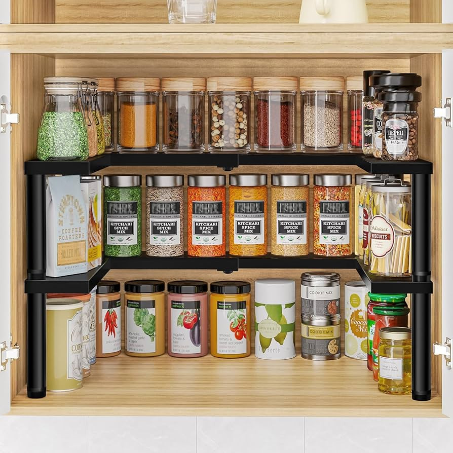 THYGIFTREE Spice Rack Organizer for Cabinet Expandable Metal Seasoning Organization Height Adjust... | Amazon (US)