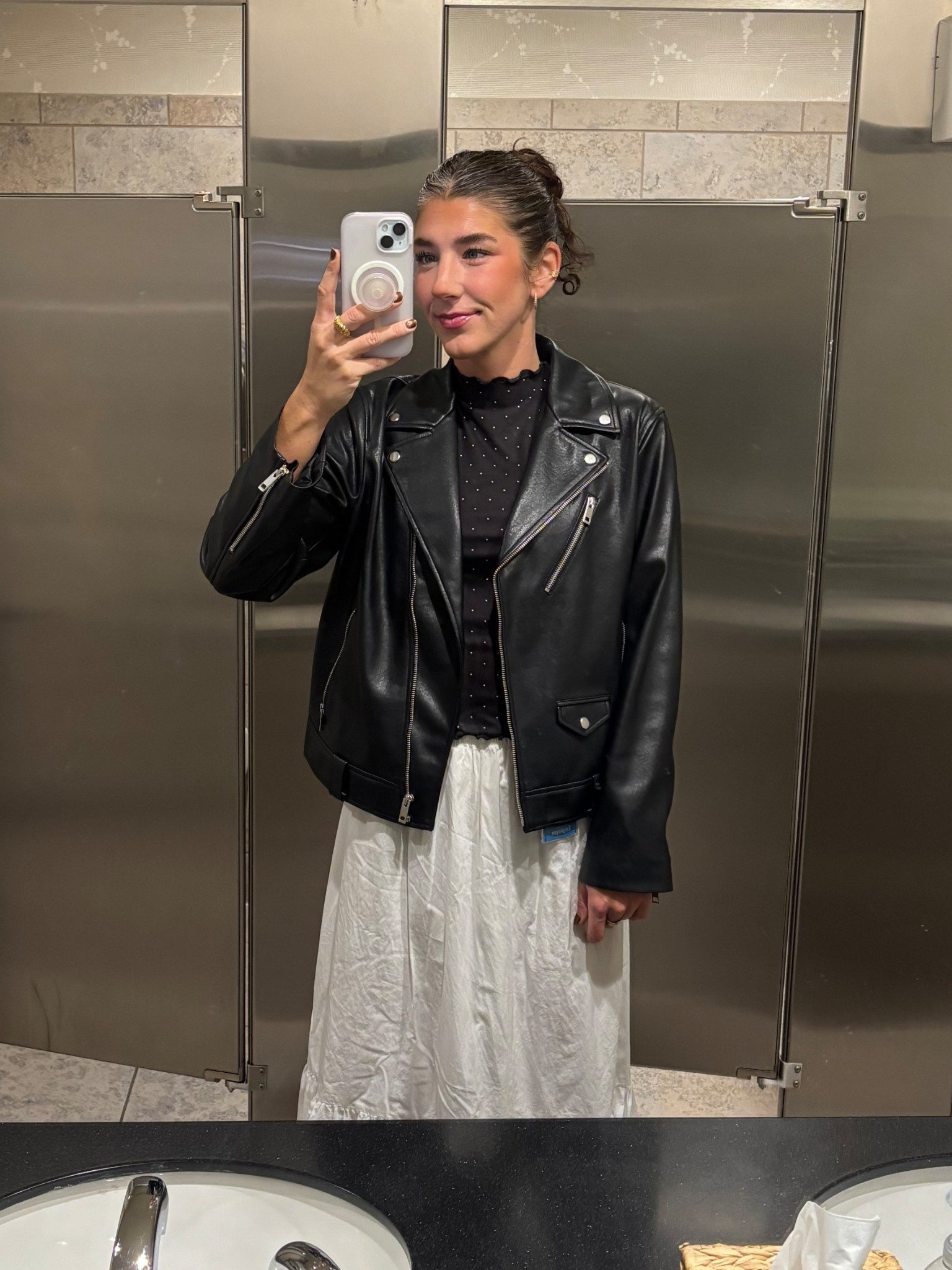 Today's OOTD🙂‍↔️🖤 LOVE these fun and unique pieces together! Size S in the jacket and top! 

#LTKStyleTip #LTKSeasonal #LTKFindsUnder100