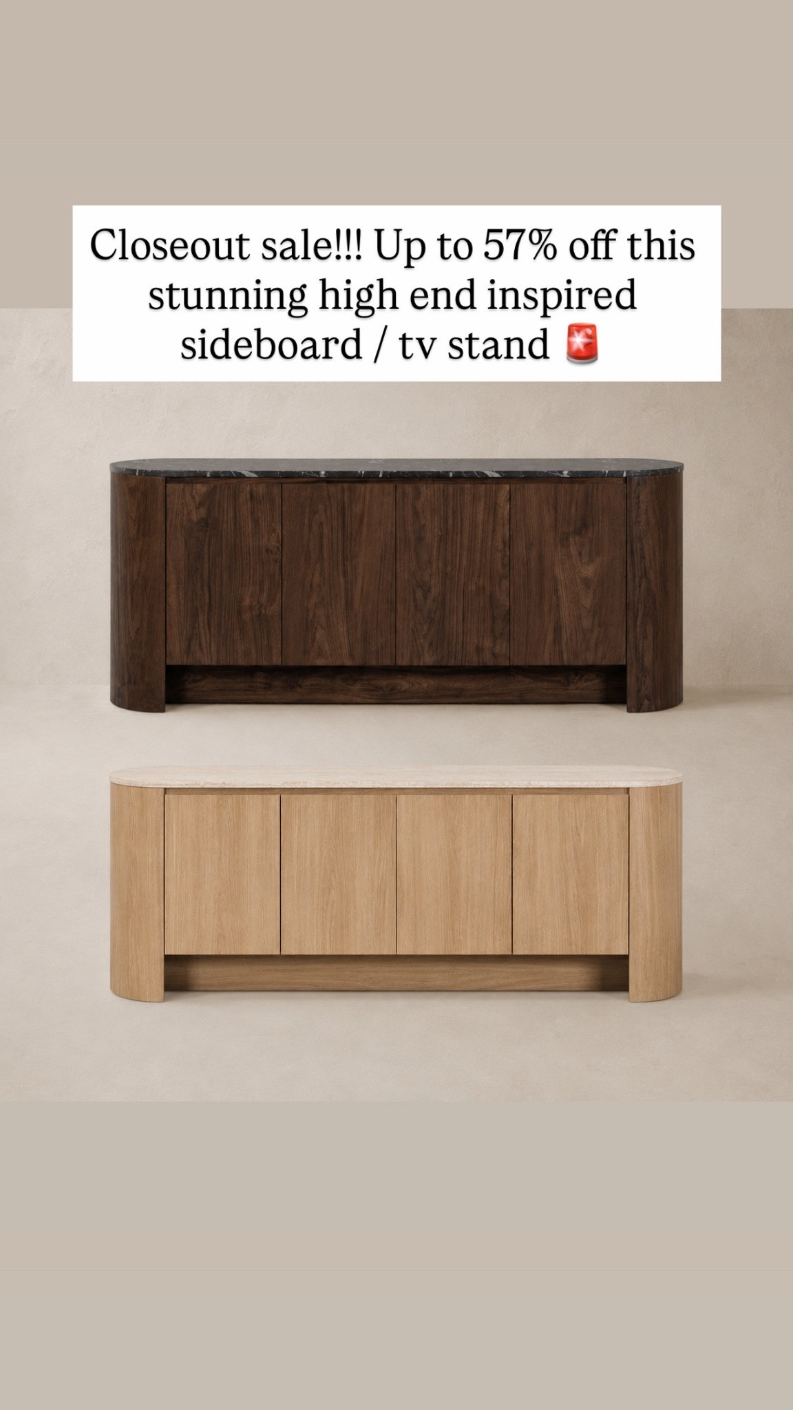 Closeout sale!!! Up to 57% off this stunning high end inspired sideboard / tv stand 🚨