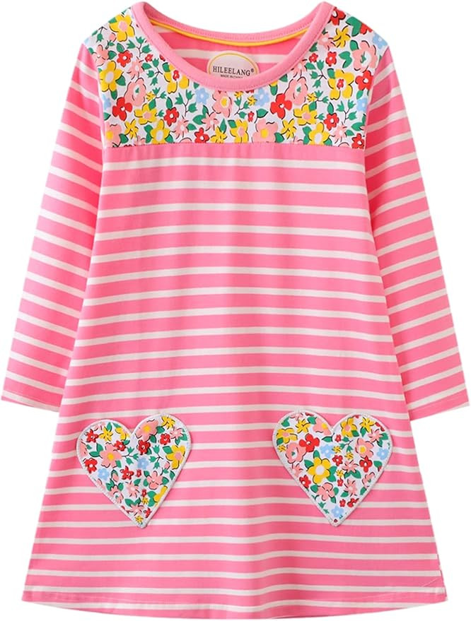 Toddler Girl Long Sleeve Dress Stripe Rainbow Christmas Easter Cotton Casual Tunic Playwear Basic... | Amazon (US)