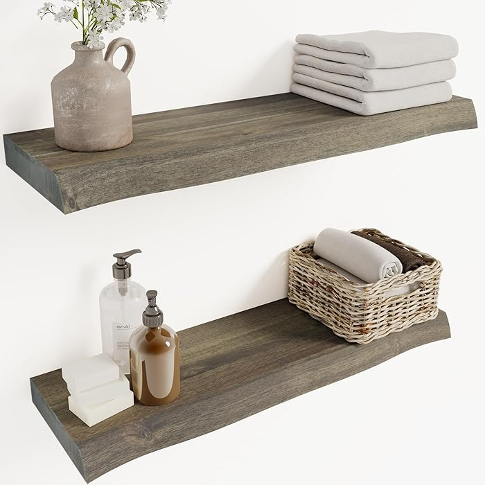 Howizz 24" Acacia Live Edge Floating Shelves Set of 2 - Wall Mounted Wooden Shelf for Stylish Hom... | Amazon (US)
