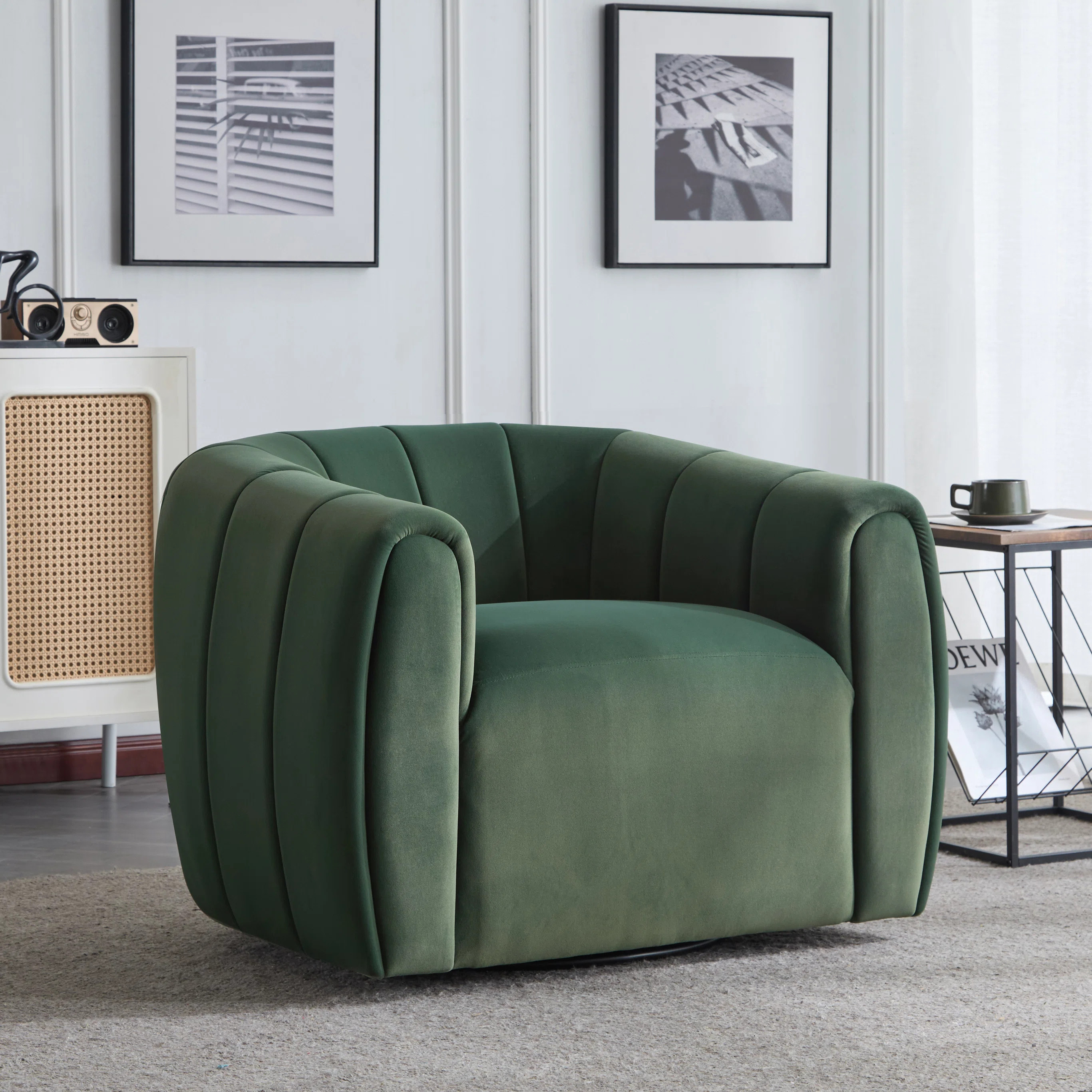 Maravilla Upholstered Swivel Barrel Chair | Wayfair North America