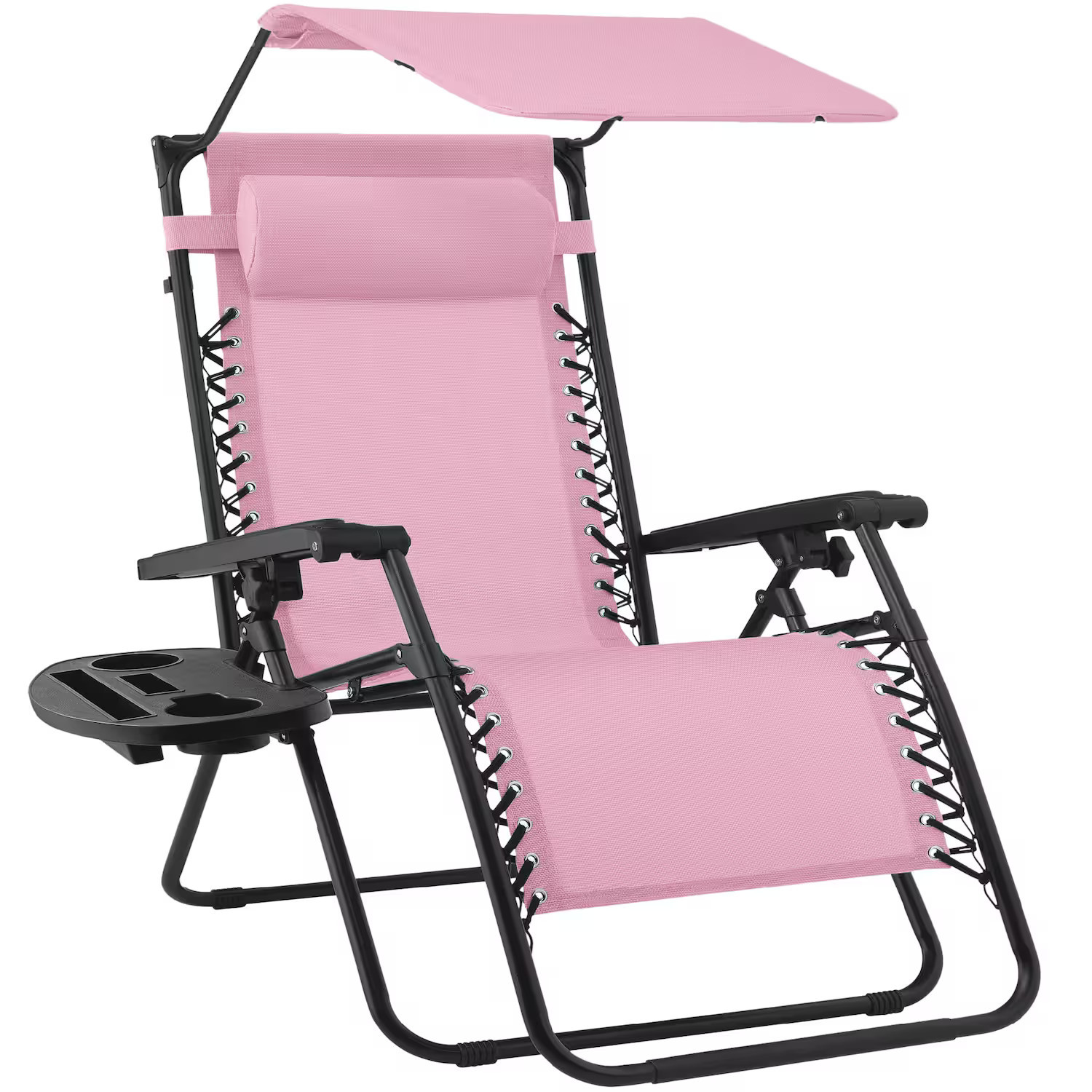 Best Choice Products - Folding Zero Gravity Recliner Patio Lounge Chair w/ Canopy Shade, Headrest, Tray - Bubblegum Pink | Best Buy U.S.