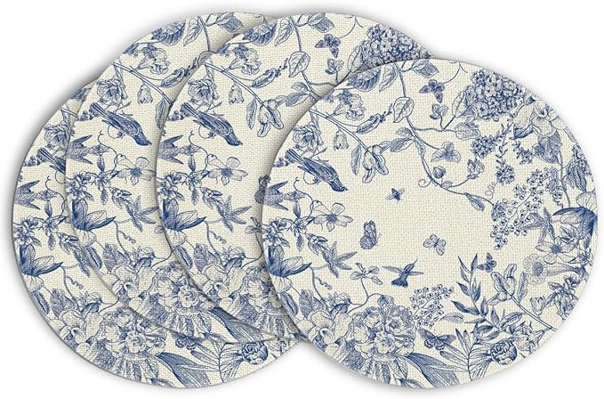 Artoid Mode Hydrangea Flowers Branches Chinoiserie Spring Placemats Set of 4, 15 Inch Round Table... | Amazon (US)