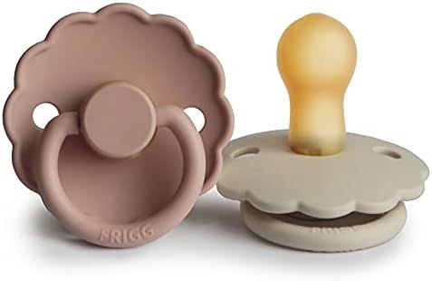 FRIGG Daisy Natural Rubber Baby Pacifier | Made in Denmark | BPA-Free (Blush/Cream, 0-6 Months) 2... | Amazon (US)