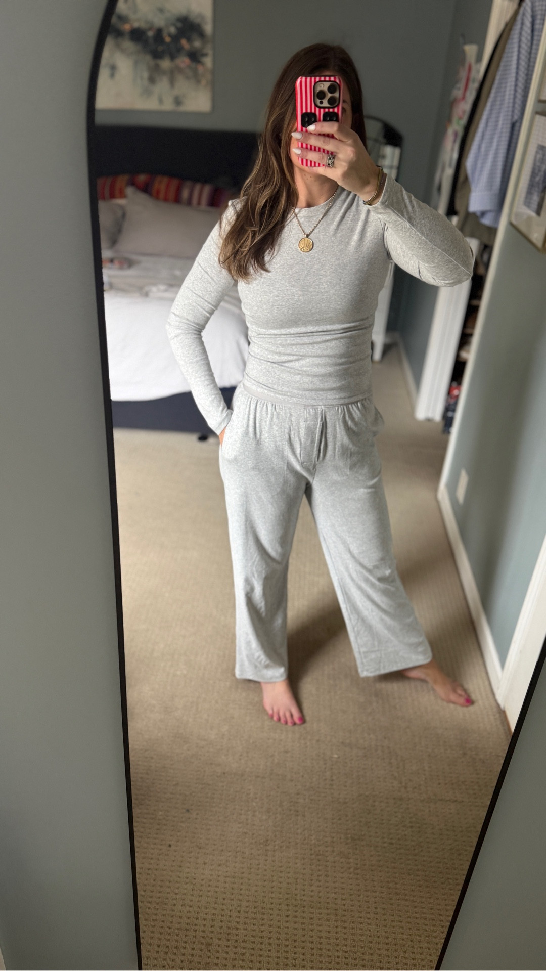 A look-for-less of the SKIMS matching lounge set that’s ridiculously comfortable.

The fabric is really soft and stretchy and it’s one of those outfits that actually works for travel, lounging, or running errands.

The pants fit true to size but size up in the top unless you like a tighter fit.

It comes in a bunch of colors and is a much better price point than the original 

skims lounge set dupe, skims matching set dupe, soft lounge set dupe, travel lounge set women, comfortable matching set women, skims inspired lounge set, ribbed lounge set women, long sleeve lounge set women, casual matching set women, cozy travel outfit women, wide leg lounge pants set, comfy airport outfit women, two piece lounge set women, soft ribbed matching set, affordable skims dupe outfit, everyday lounge outfit women, mom friendly travel outfit, casual comfy outfit set, spring lounge outfit women, neutral matching set women

#LTKgrwm #LTKootd #LTKmomlife