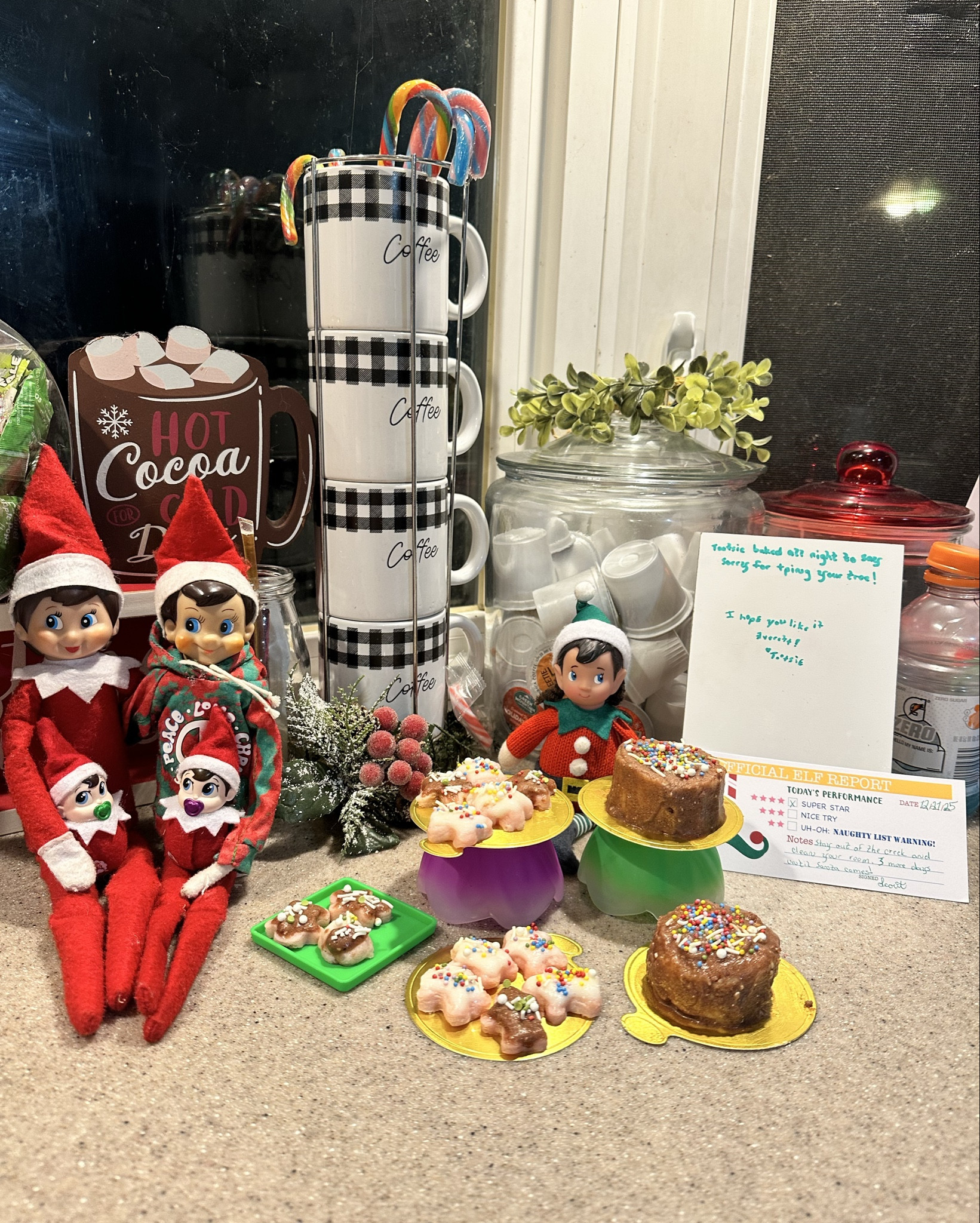 Elf on the Shelf idea!

Baking up apologies! We did this after the tp-ing the tree incident. I used the tasty tinies baking sets from Aldi. The first batch was such a hit with my son he was asking Tootsie to make more so I went back to Aldi and then the perfect opportunity to use them came along. 

I can’t believe just two more nights to go with these lovable little elves. 

#LTKKids #LTKHoliday #LTKSeasonal