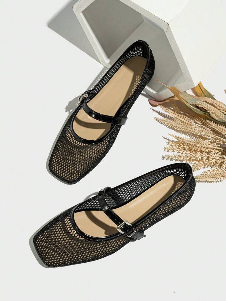 New Ballet Flats For Women, Round Toe Flat Shoes, Solid Color Breathable Casual Sandals, Fashionable And Comfortable, Black | SHEIN