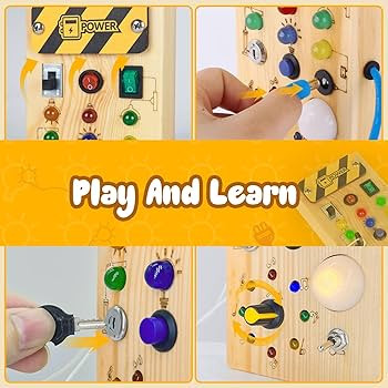 Montessori Wooden Busy Board with 8 LED Light switches, Sensory Toys Light Switch Travel Toys for... | Amazon (US)