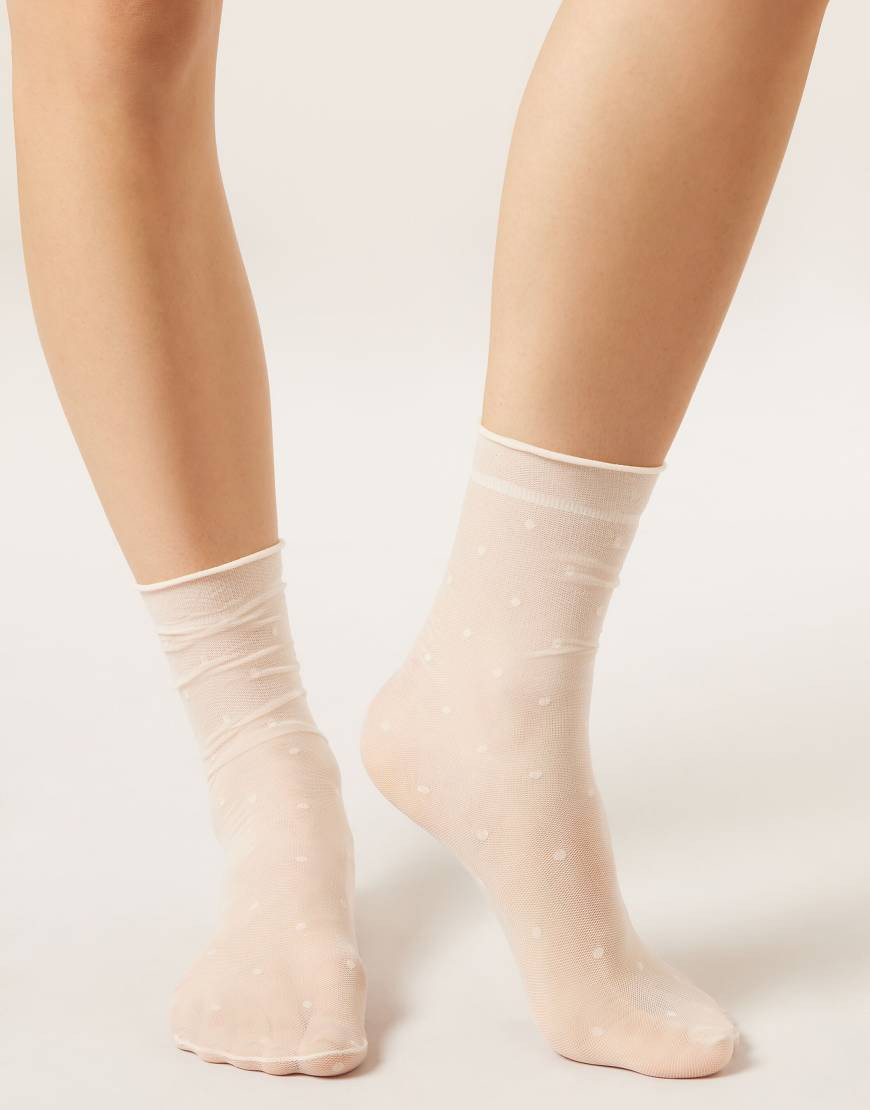 Calzedonia Polka dot sheer socks in polka dot off white | ASOS (Global)
