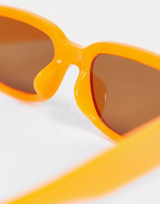 Monki rectangular sunglasses in orange | ASOS (Global)