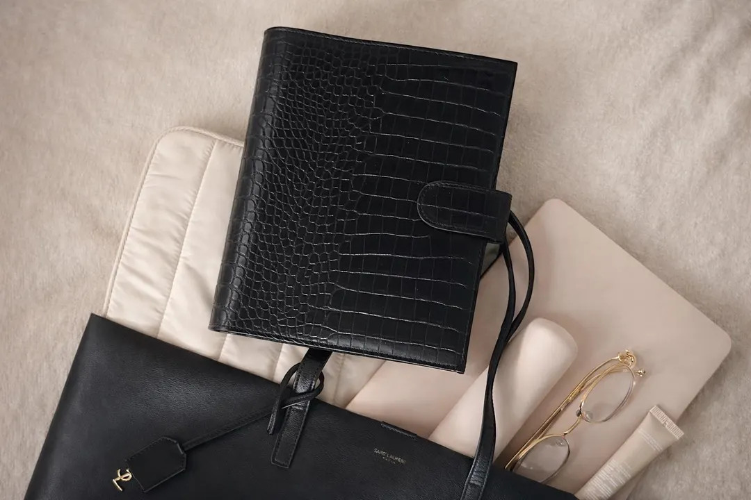 A5 Black Croc Planner Cover: Gold Rings, Chunky Clasp | Etsy (US)
